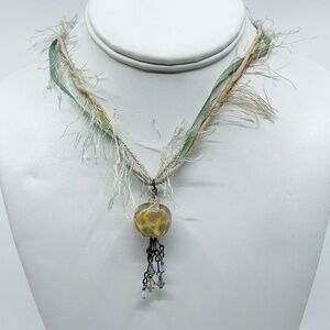 sterling silver Murano glass bead necklace - GM737